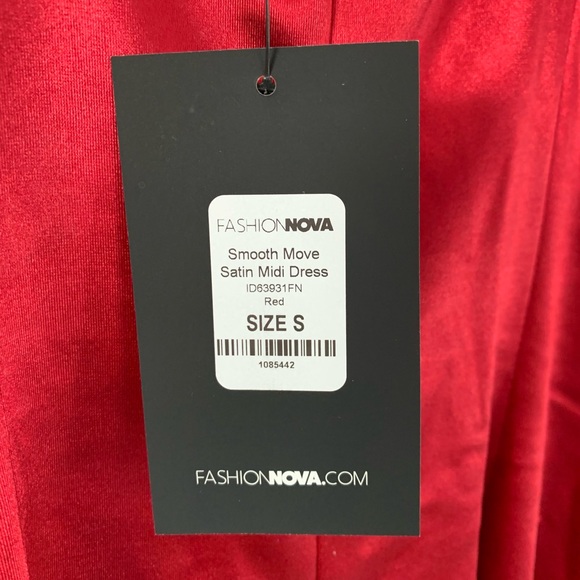 Fashion Nova Satin Midi Dress | Red - Picture 11 of 11